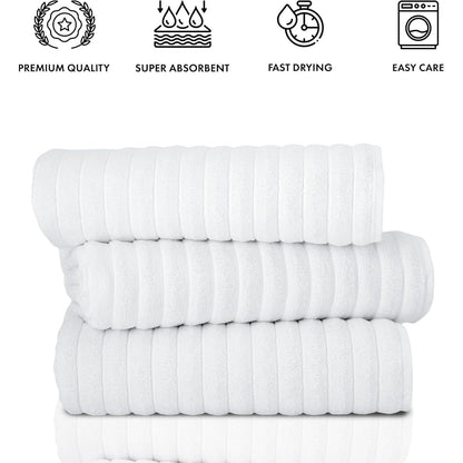 Set di 3 asciugamani turchi classici, teli da bagno in cotone e asciugamani a coste oversize, ultra morbidi e assorbenti, 40x65 cm