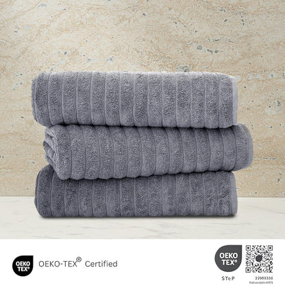 Set di 3 asciugamani turchi classici, teli da bagno in cotone e asciugamani a coste oversize, ultra morbidi e assorbenti, 40x65 cm
