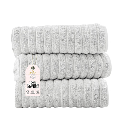 Set di 3 asciugamani turchi classici, teli da bagno in cotone e asciugamani a coste oversize, ultra morbidi e assorbenti, 40x65 cm
