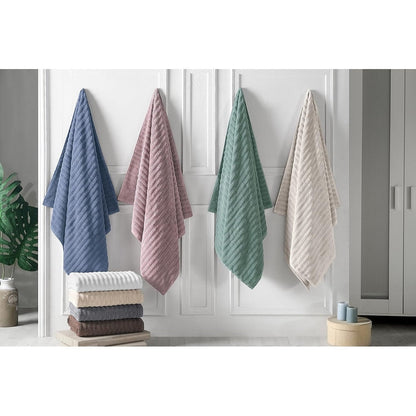 Set di 3 asciugamani turchi classici, teli da bagno in cotone e asciugamani a coste oversize, ultra morbidi e assorbenti, 40x65 cm