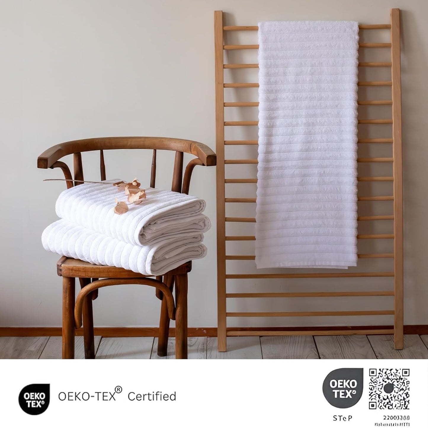 Set di 3 asciugamani turchi classici, teli da bagno in cotone e asciugamani a coste oversize, ultra morbidi e assorbenti, 40x65 cm