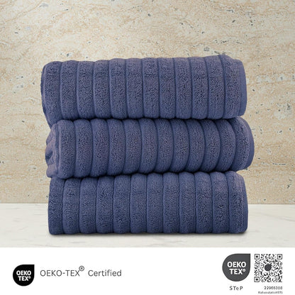 Set di 3 asciugamani turchi classici, teli da bagno in cotone e asciugamani a coste oversize, ultra morbidi e assorbenti, 40x65 cm