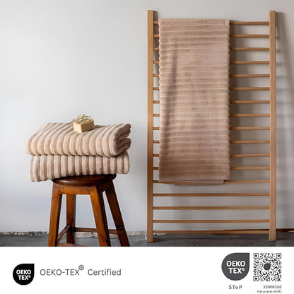 Set di 3 asciugamani turchi classici, teli da bagno in cotone e asciugamani a coste oversize, ultra morbidi e assorbenti, 40x65 cm