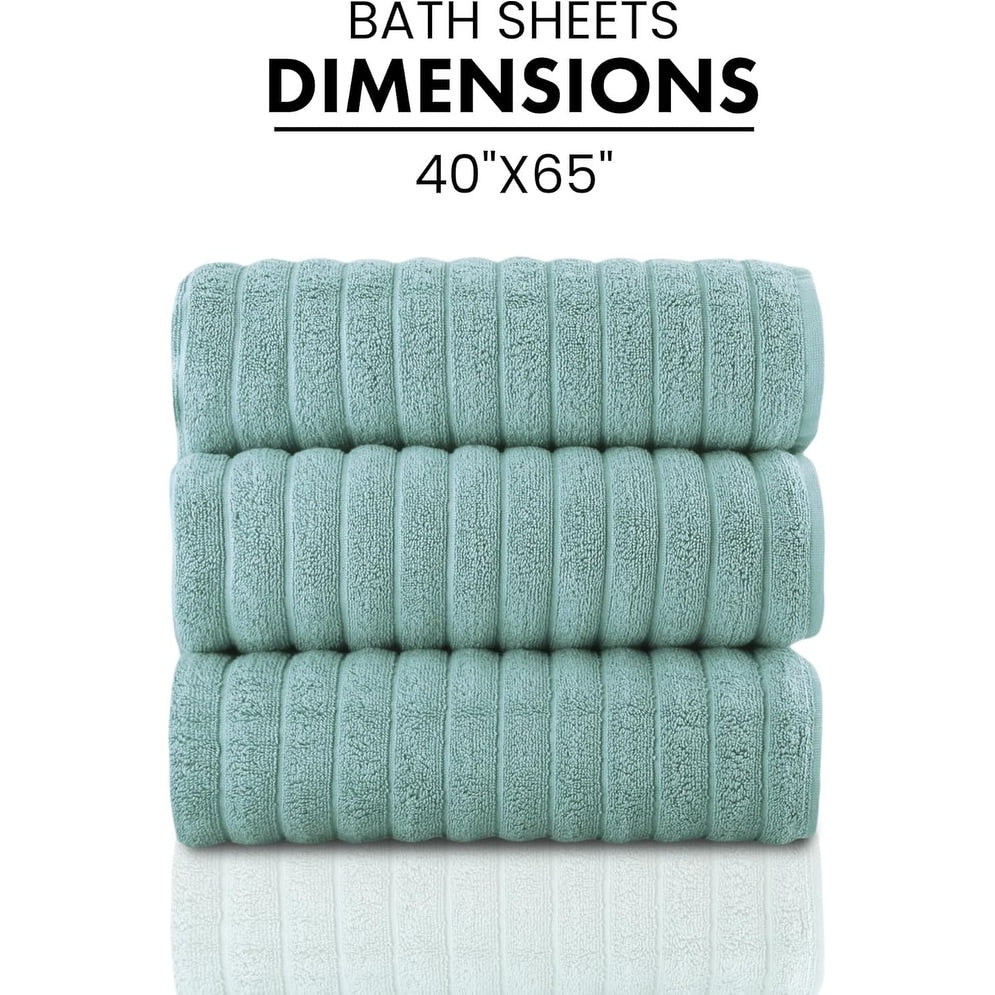 Set di 3 asciugamani turchi classici, teli da bagno in cotone e asciugamani a coste oversize, ultra morbidi e assorbenti, 40x65 cm