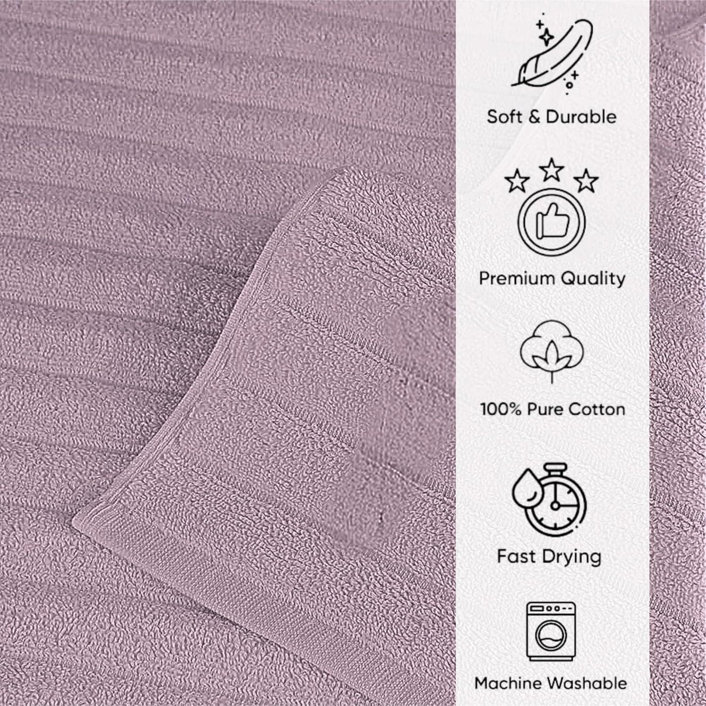 Set di 3 asciugamani turchi classici, teli da bagno in cotone e asciugamani a coste oversize, ultra morbidi e assorbenti, 40x65 cm