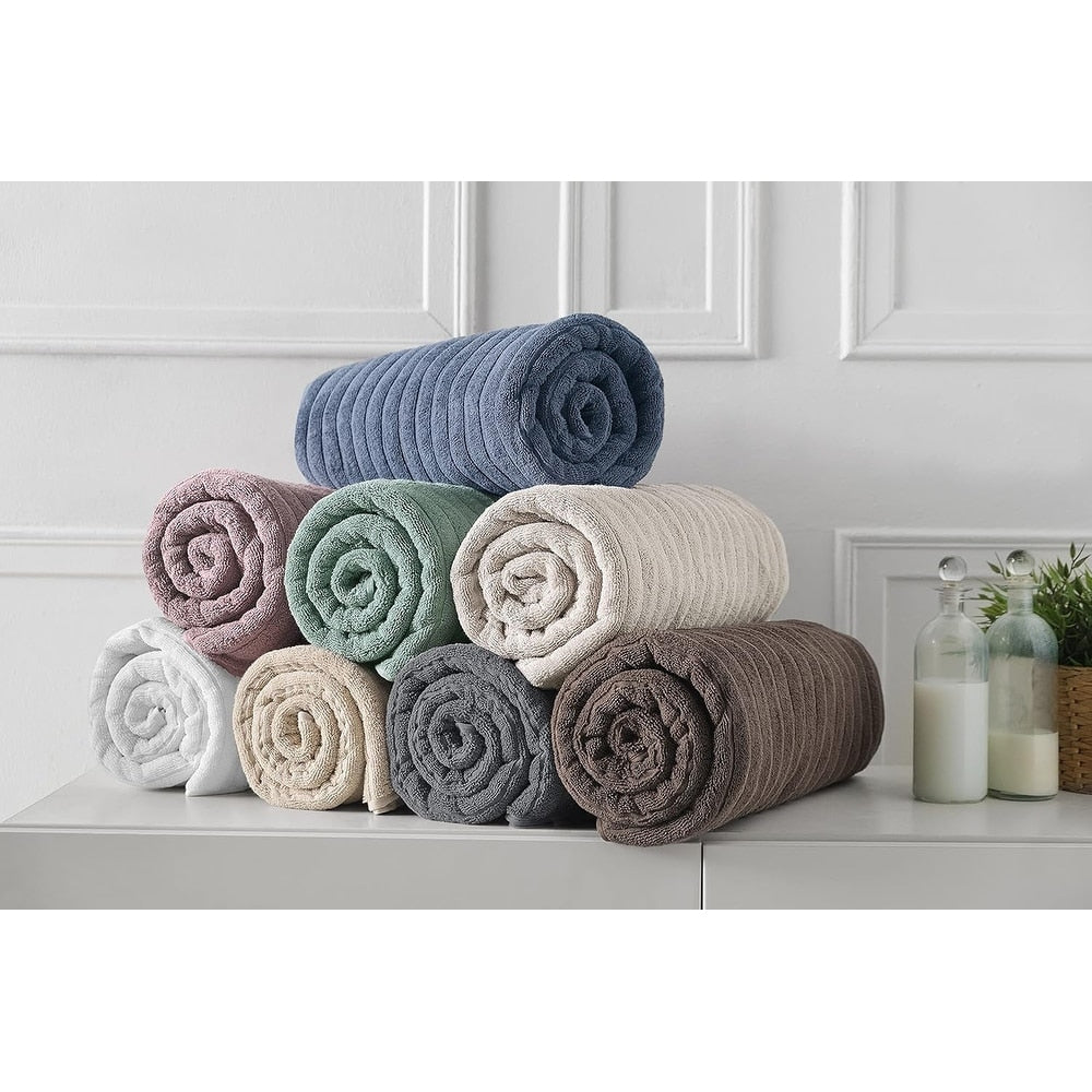 Set di 3 asciugamani turchi classici, teli da bagno in cotone e asciugamani a coste oversize, ultra morbidi e assorbenti, 40x65 cm
