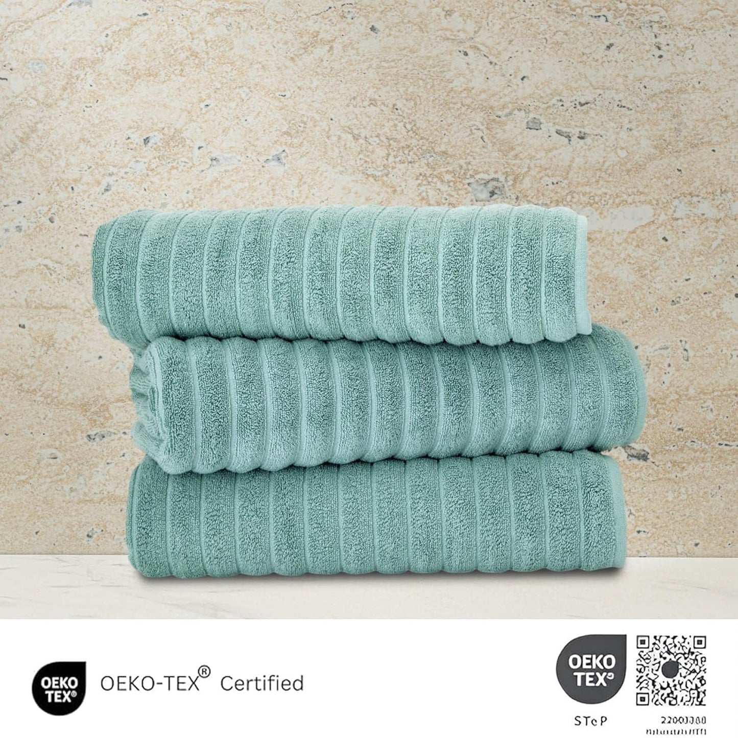 Set di 3 asciugamani turchi classici, teli da bagno in cotone e asciugamani a coste oversize, ultra morbidi e assorbenti, 40x65 cm