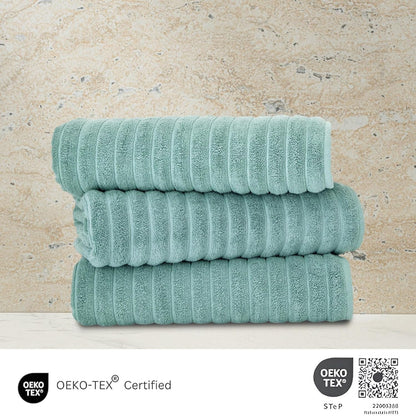 Set di 3 asciugamani turchi classici, teli da bagno in cotone e asciugamani a coste oversize, ultra morbidi e assorbenti, 40x65 cm