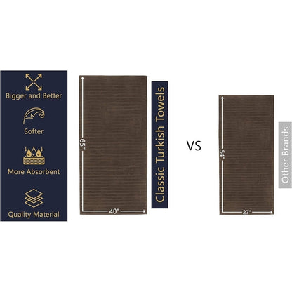 Set di 3 asciugamani turchi classici, teli da bagno in cotone e asciugamani a coste oversize, ultra morbidi e assorbenti, 40x65 cm