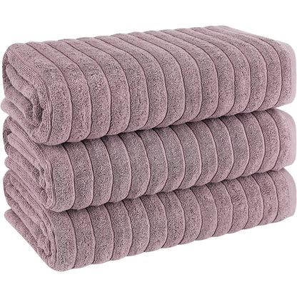 Set di 3 asciugamani turchi classici, teli da bagno in cotone e asciugamani a coste oversize, ultra morbidi e assorbenti, 40x65 cm