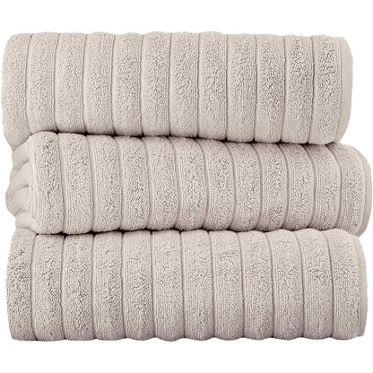 Set di 3 asciugamani turchi classici, teli da bagno in cotone e asciugamani a coste oversize, ultra morbidi e assorbenti, 40x65 cm