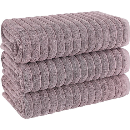 Set di 3 asciugamani turchi classici, teli da bagno in cotone e asciugamani a coste oversize, ultra morbidi e assorbenti, 40x65 cm