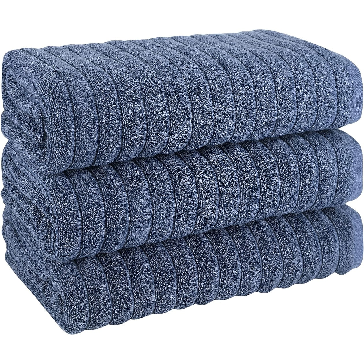 Set di 3 asciugamani turchi classici, teli da bagno in cotone e asciugamani a coste oversize, ultra morbidi e assorbenti, 40x65 cm