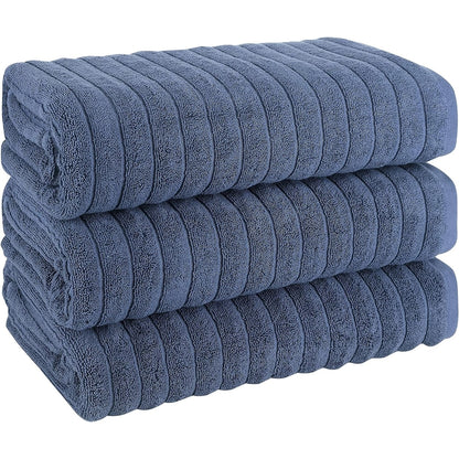 Set di 3 asciugamani turchi classici, teli da bagno in cotone e asciugamani a coste oversize, ultra morbidi e assorbenti, 40x65 cm