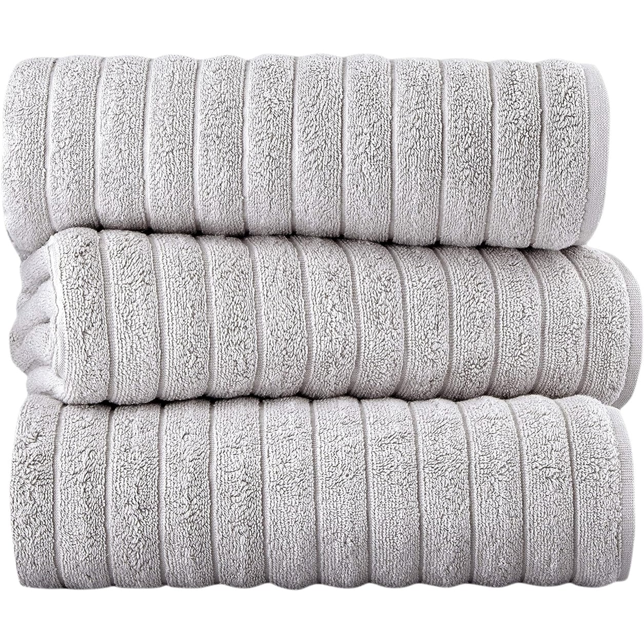 Set di 3 asciugamani turchi classici, teli da bagno in cotone e asciugamani a coste oversize, ultra morbidi e assorbenti, 40x65 cm