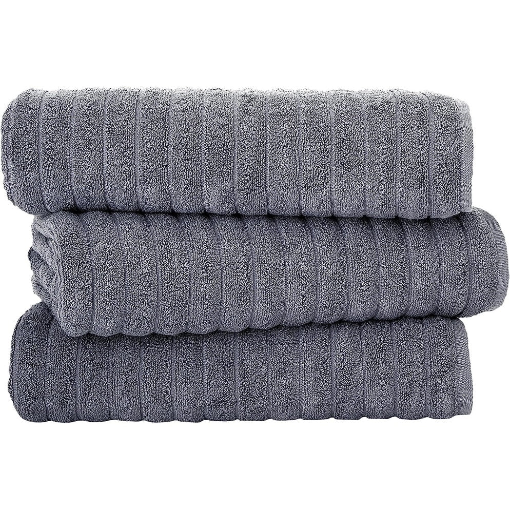 Set di 3 asciugamani turchi classici, teli da bagno in cotone e asciugamani a coste oversize, ultra morbidi e assorbenti, 40x65 cm