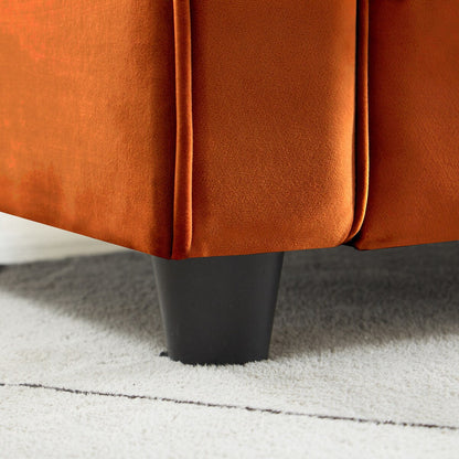 Divano classico in velluto con struttura in legno massello, divano imbottito, braccioli arrotondati