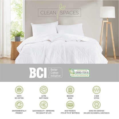 Set di lenzuola in cotone BCI 300TC Clean Spaces