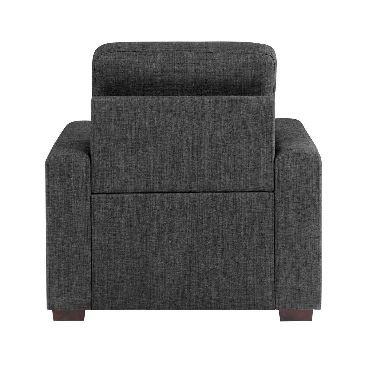 Sedia Cliff da 37 pollici, pouf estraibile, poliestere grigio scuro, legno espresso