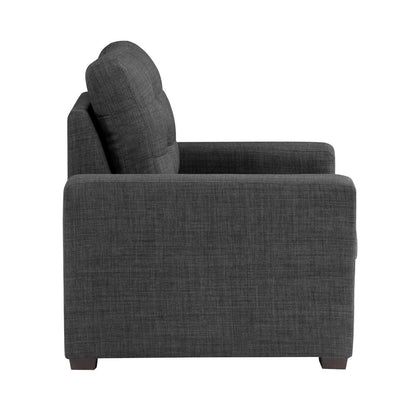 Sedia Cliff da 37 pollici, pouf estraibile, poliestere grigio scuro, legno espresso