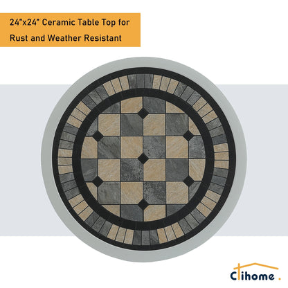 Set da bistrot da esterno in alluminio pressofuso, resistente alla ruggine, da 3 pezzi Clihome