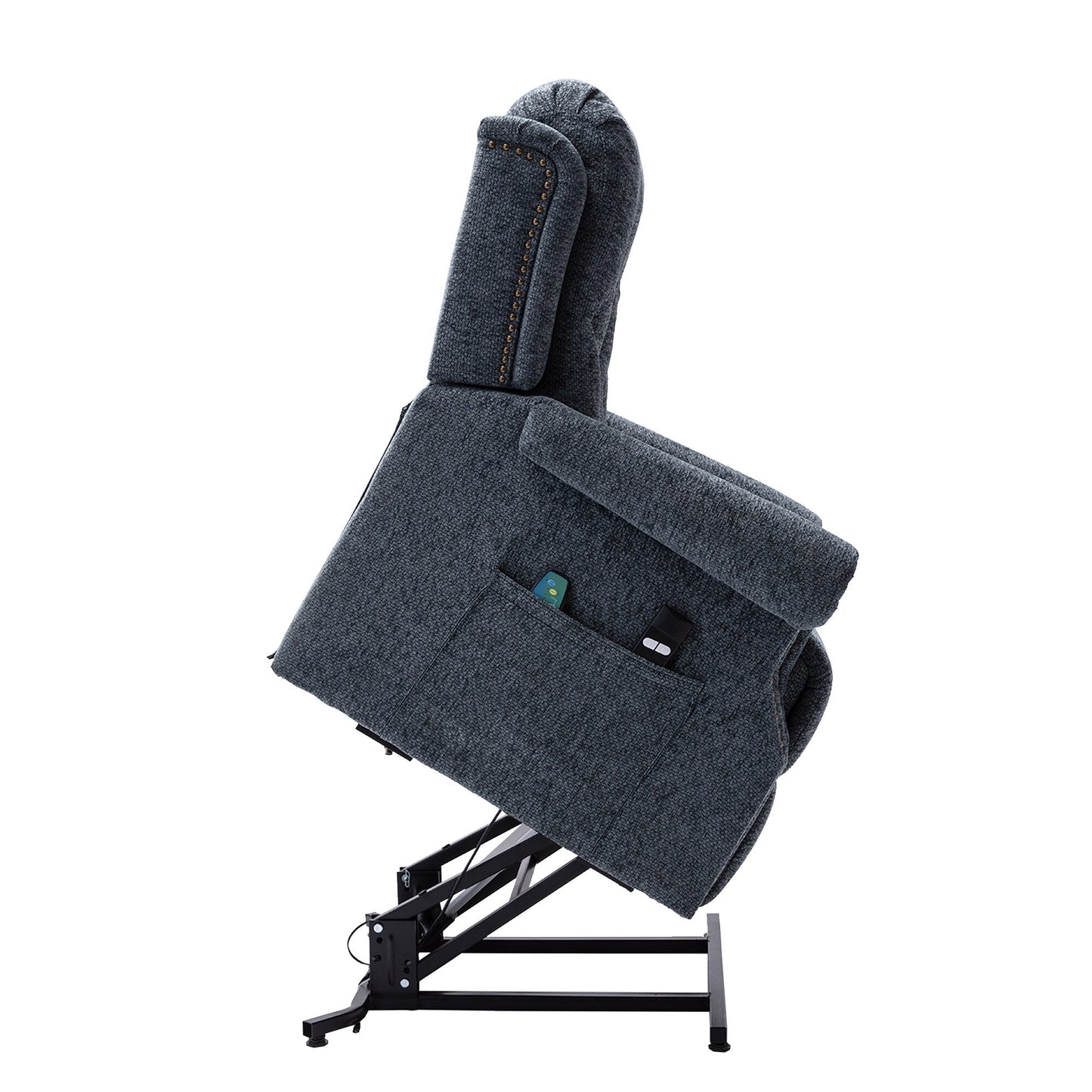 Poltrona reclinabile elettrica in tessuto a maglia ciniglia Clihome con massaggio