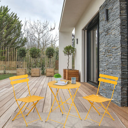 Set da bistrot per patio in acciaio di alta qualità da 3 pezzi Clihome Outdoor