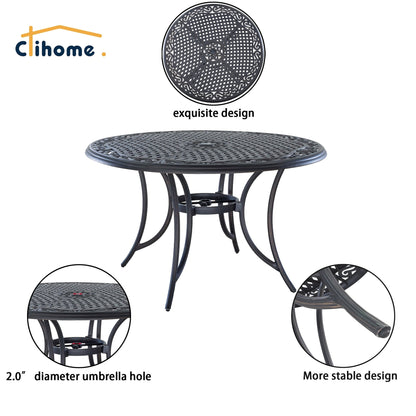 Clihome Set da pranzo da esterno in alluminio pressofuso da 5 pezzi per patio