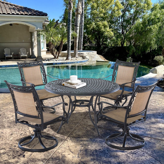 Clihome Set da pranzo da esterno in alluminio pressofuso da 5 pezzi per patio