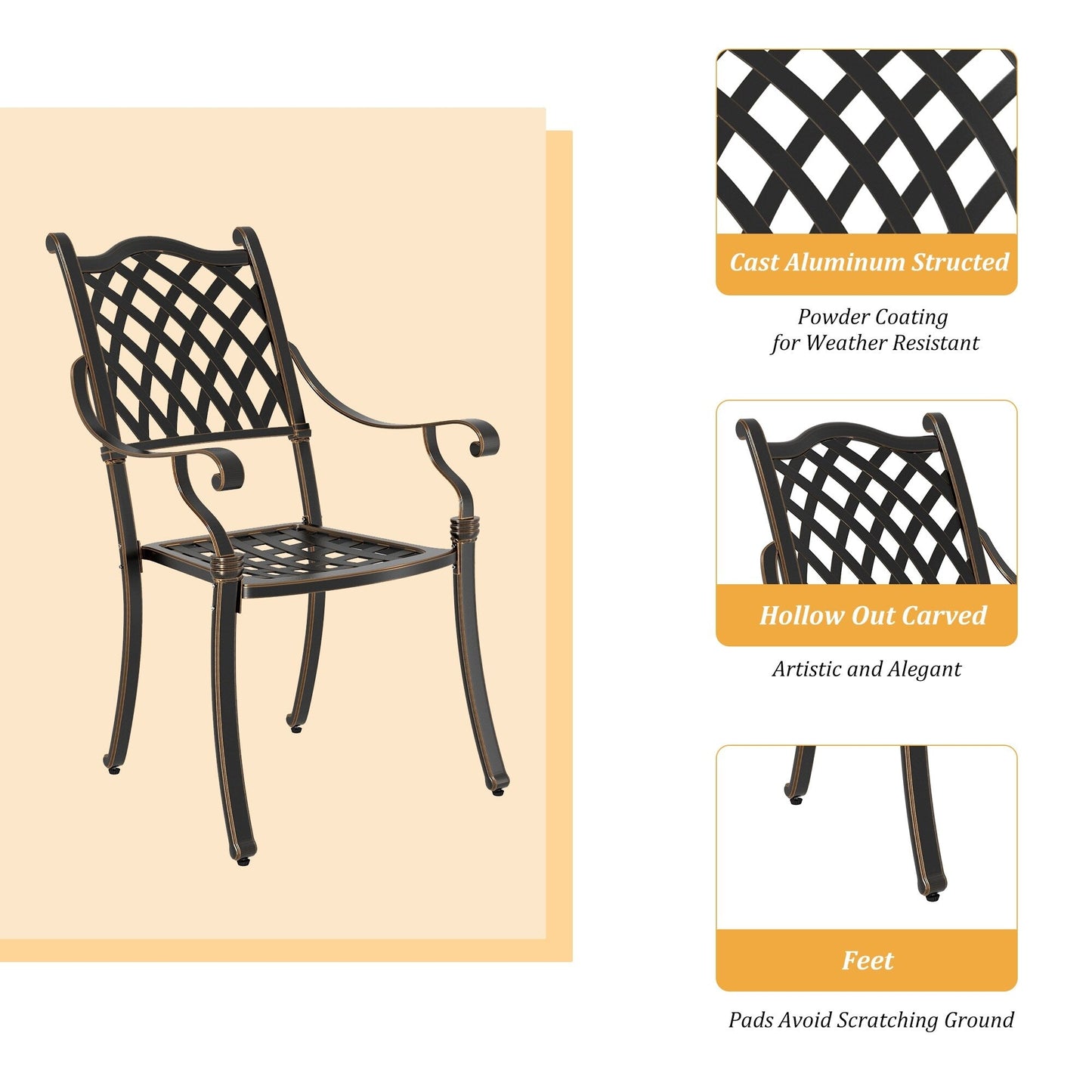 Set da pranzo per patio in alluminio pressofuso da 5 pezzi Clihome