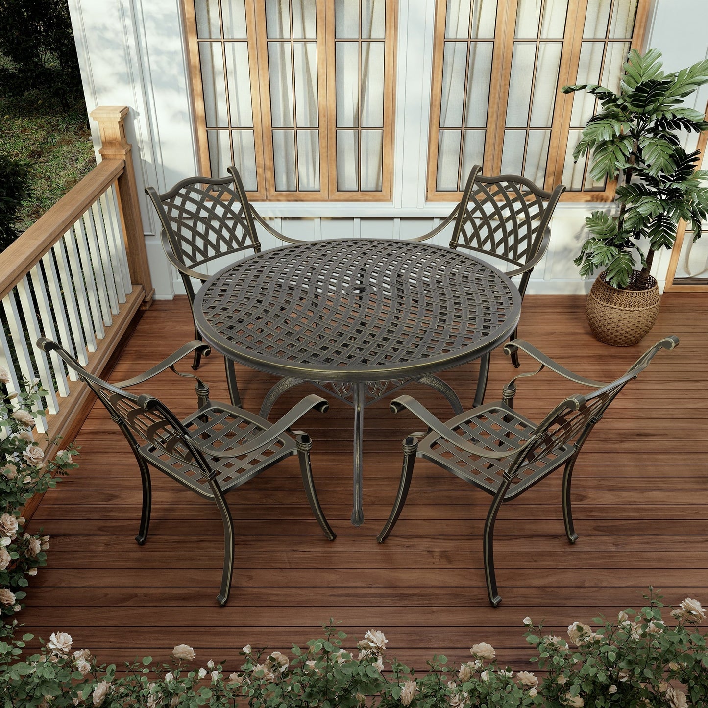 Set da pranzo per patio in alluminio pressofuso da 5 pezzi Clihome