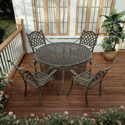 Set da pranzo per patio in alluminio pressofuso da 5 pezzi Clihome