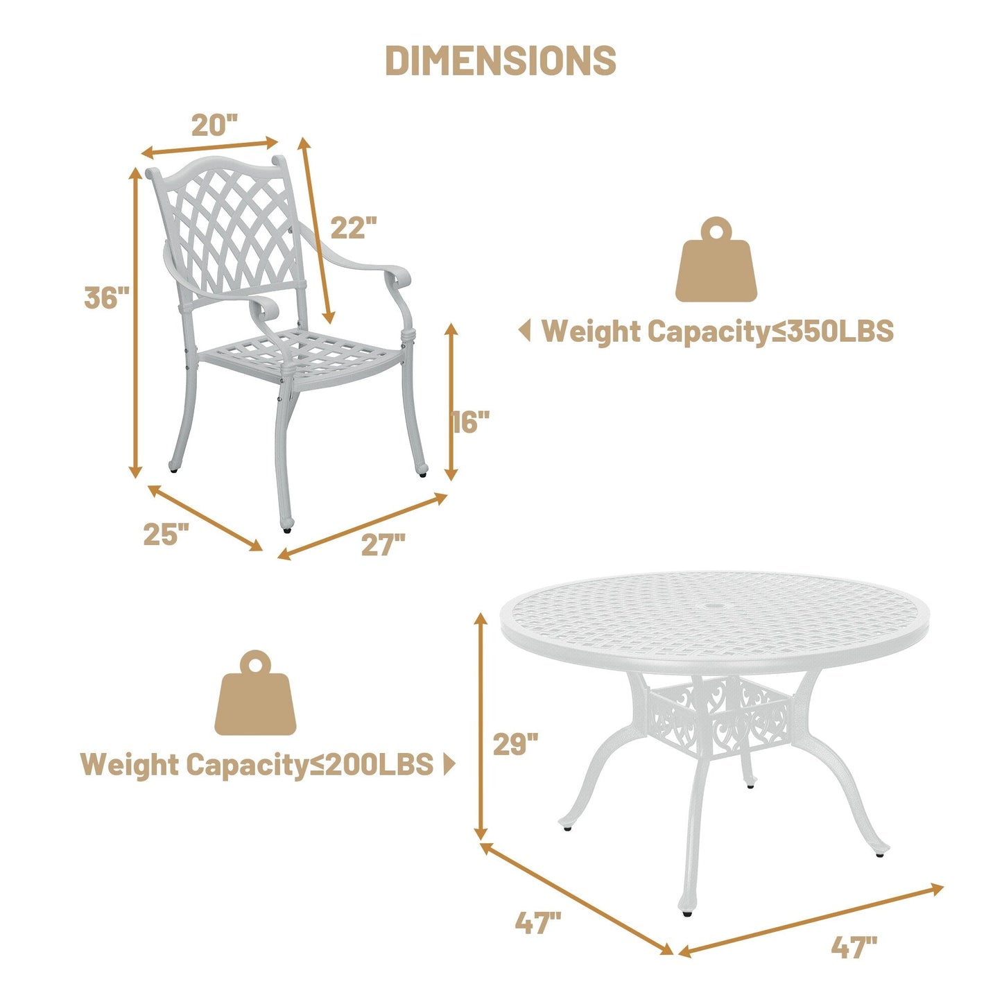 Set da pranzo per patio in alluminio pressofuso da 5 pezzi Clihome