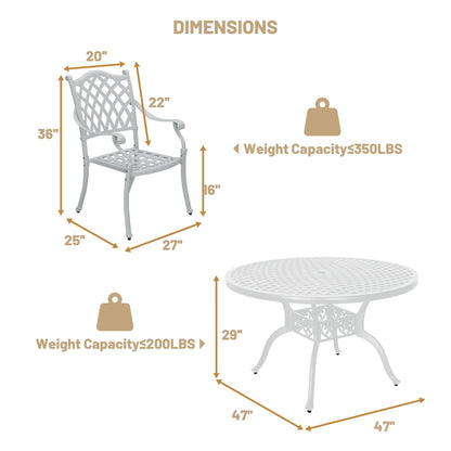 Set da pranzo per patio in alluminio pressofuso da 5 pezzi Clihome