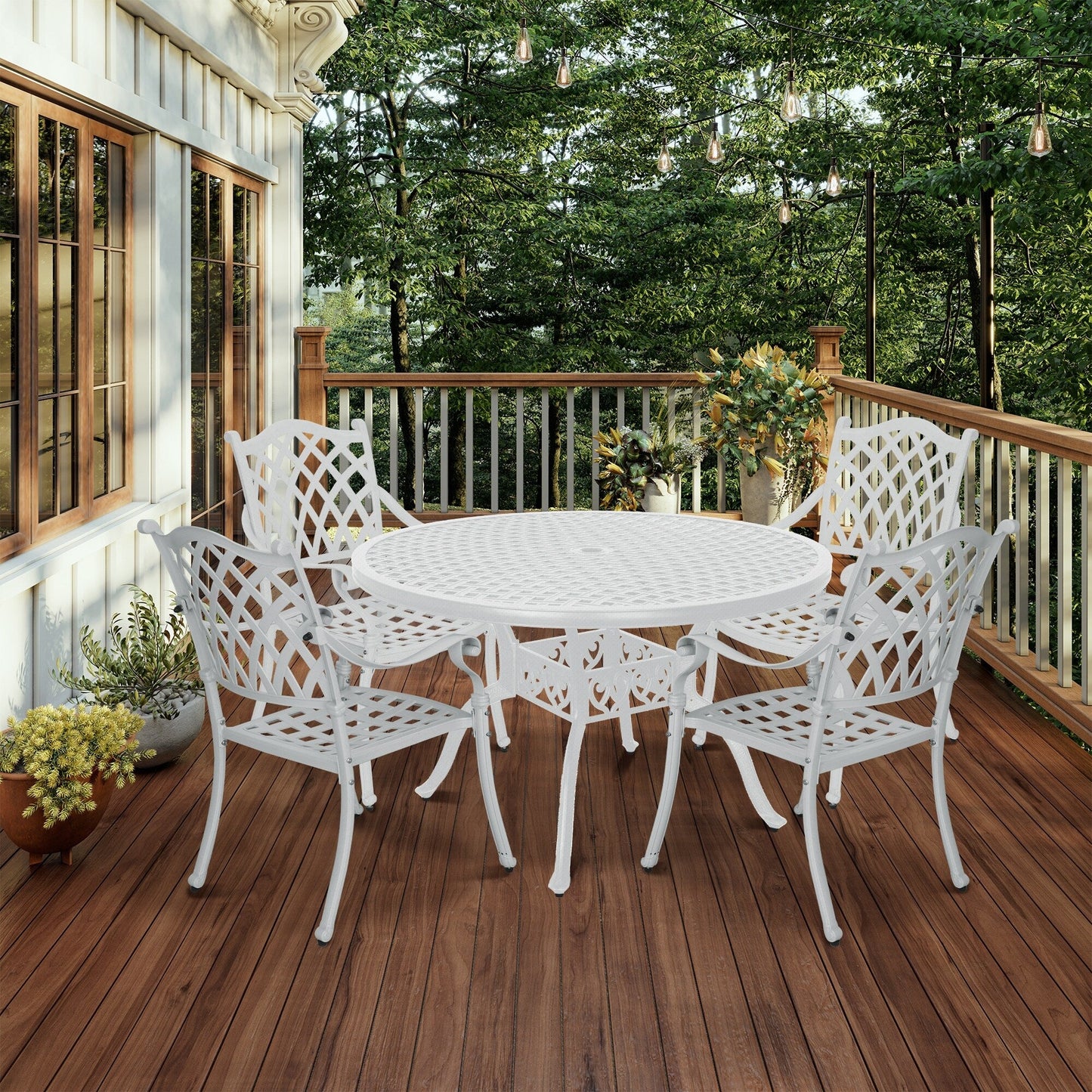 Set da pranzo per patio in alluminio pressofuso da 5 pezzi Clihome