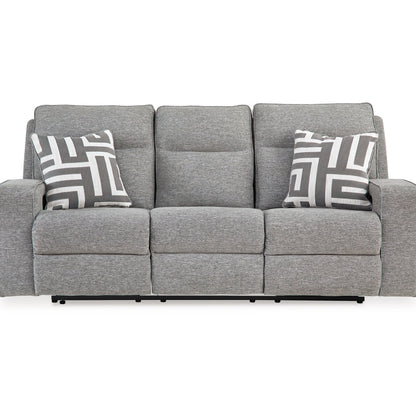 Divano reclinabile Cloe Power, grigio Performance Nuvella, 2 cuscini, 88 pollici