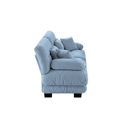 Divano a 2 posti Cloud Couch per soggiorno, divano a 2 posti in ciniglia con 2 cuscini lombari e 2 cuscini decorativi, blu ciniglia