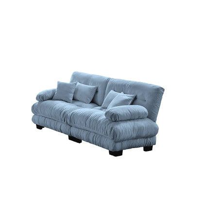 Divano a 2 posti Cloud Couch per soggiorno, divano a 2 posti in ciniglia con 2 cuscini lombari e 2 cuscini decorativi, blu ciniglia