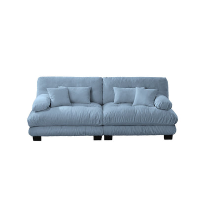 Divano a 2 posti Cloud Couch per soggiorno, divano a 2 posti in ciniglia con 2 cuscini lombari e 2 cuscini decorativi, blu ciniglia
