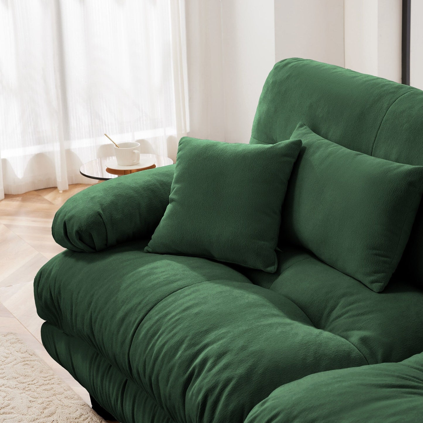 Divano a 2 posti Cloud Couch per soggiorno, divano a 2 posti in ciniglia con 2 cuscini lombari e 2 cuscini decorativi, verde ciniglia