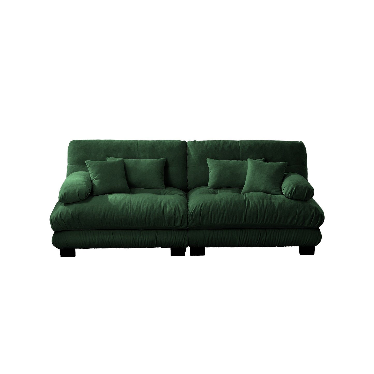 Divano a 2 posti Cloud Couch per soggiorno, divano a 2 posti in ciniglia con 2 cuscini lombari e 2 cuscini decorativi, verde ciniglia