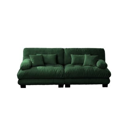 Divano a 2 posti Cloud Couch per soggiorno, divano a 2 posti in ciniglia con 2 cuscini lombari e 2 cuscini decorativi, verde ciniglia