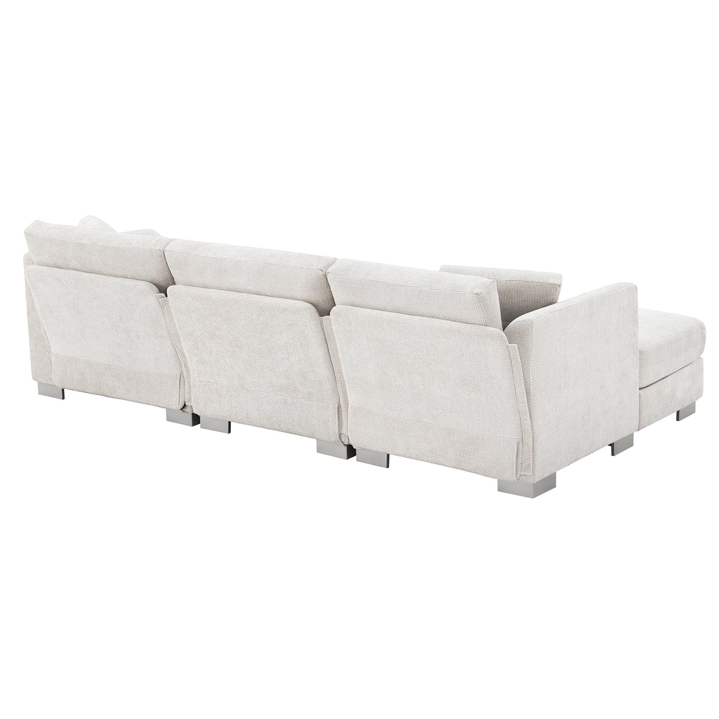 Divano componibile Cloud, set di divani di lusso a L con 2 cuscini gratuiti, mobili da interno in ciniglia a 4 posti con chaise longue oversize