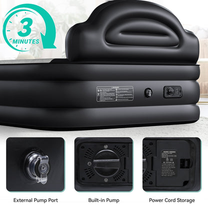 Materasso gonfiabile a forma di nuvola con cavo di alimentazione integrato, pompa fissa e testiera gonfiabile