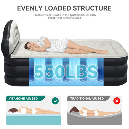 Materasso gonfiabile a forma di nuvola con cavo di alimentazione integrato, pompa fissa e testiera gonfiabile