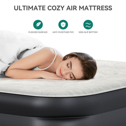 Materasso gonfiabile a forma di nuvola con cavo di alimentazione integrato, pompa fissa e testiera gonfiabile