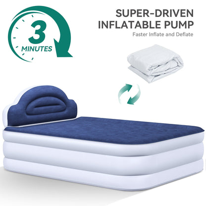 Materasso gonfiabile a forma di nuvola con cavo di alimentazione integrato, pompa fissa e testiera gonfiabile