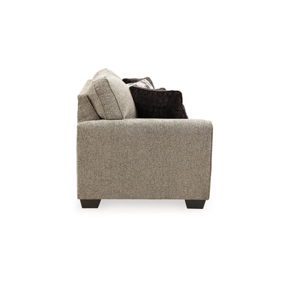 Divano Cluer, ciniglia di poliestere marrone moka, 4 cuscini decorativi, 87 pollici