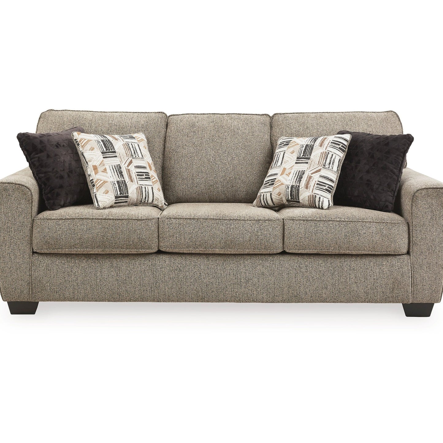 Divano Cluer, ciniglia di poliestere marrone moka, 4 cuscini decorativi, 87 pollici