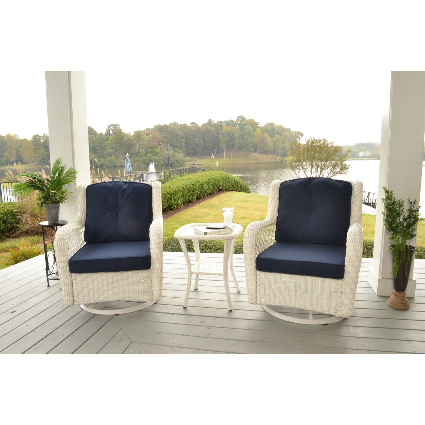 Set di sedie girevoli in vimini Rio Vista Outdoor (3 pezzi)